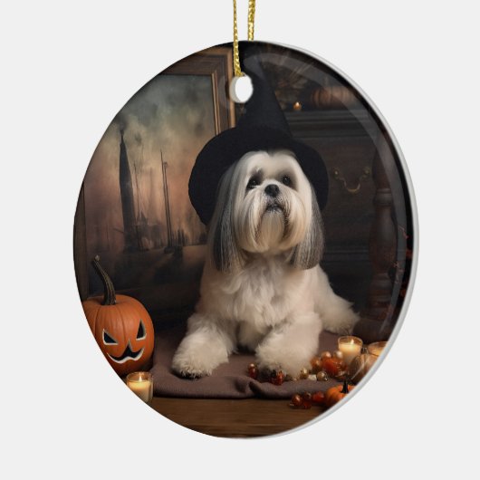 Lhasa ook pompoenen Halloween eng Keramisch Ornament (Links)
