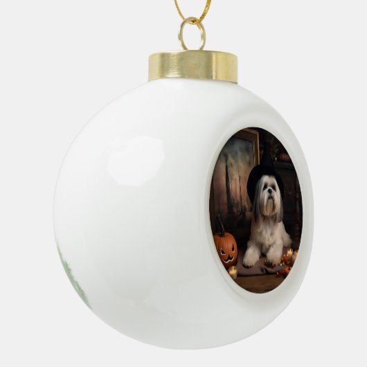 Lhasa ook pompoenen Halloween eng Keramische Bal Ornament (Links)