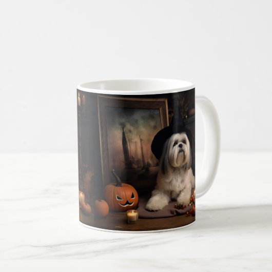 Lhasa ook pompoenen Halloween eng Koffiemok (Voorkant rechts)