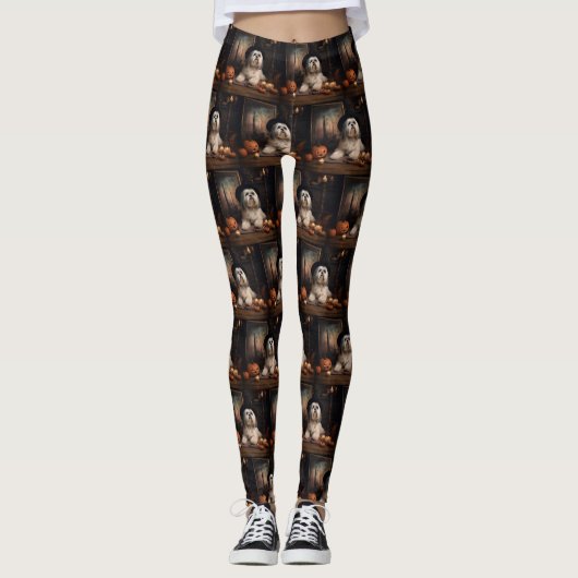 Lhasa ook pompoenen Halloween eng Leggings (Voorkant)