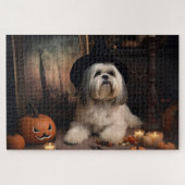 Lhasa ook pompoenen Halloween eng Legpuzzel (Horizontaal)