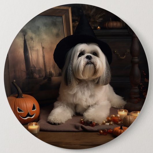 Lhasa ook pompoenen Halloween eng Ronde Button 6,0 Cm (Voorkant)