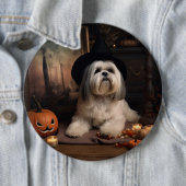 Lhasa ook pompoenen Halloween eng Ronde Button 6,0 Cm (In situ)