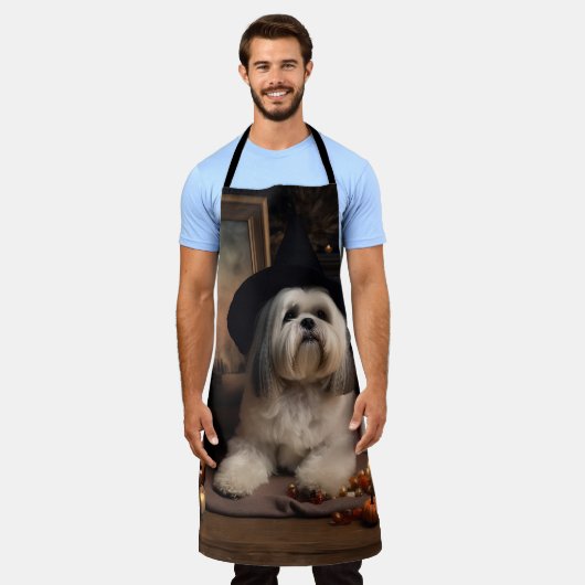 Lhasa ook pompoenen Halloween eng Schort (Gedragen)