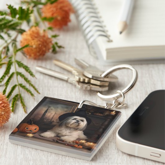 Lhasa ook pompoenen Halloween eng Sleutelhanger (Voorkant Rechts)