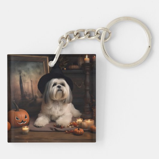 Lhasa ook pompoenen Halloween eng Sleutelhanger (Achterkant)