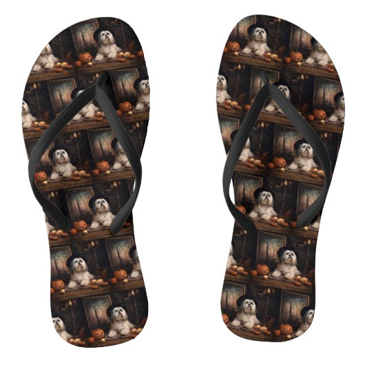 Lhasa ook pompoenen Halloween eng Teenslippers (Voetbed)