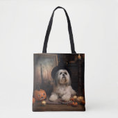 Lhasa ook pompoenen Halloween eng Tote Bag (Voorkant)