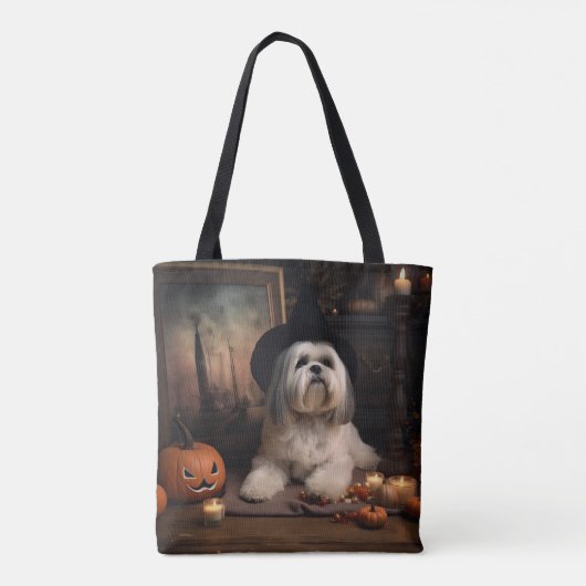 Lhasa ook pompoenen Halloween eng Tote Bag (Achterkant)