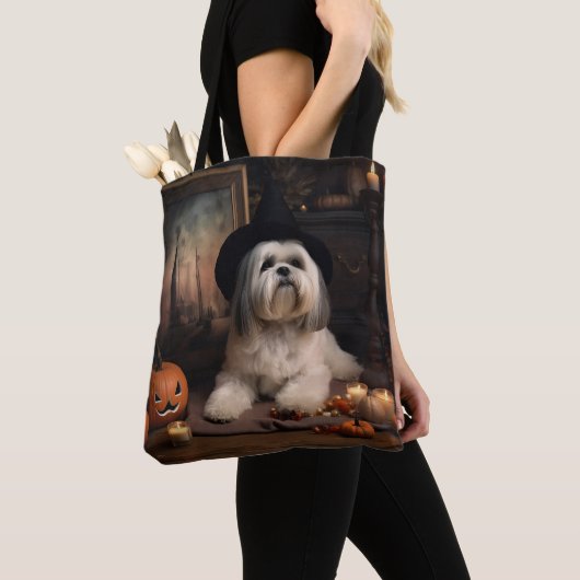 Lhasa ook pompoenen Halloween eng Tote Bag (Dichtbij)