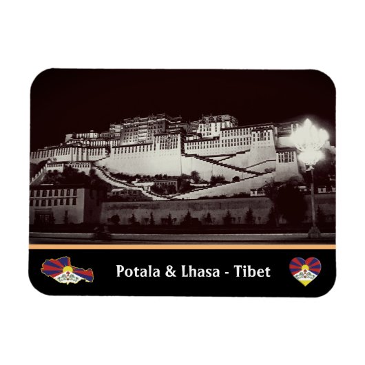Lhasa 's nachts - Potala Palace, Tibet/vintage Magneet (Horizontaal)
