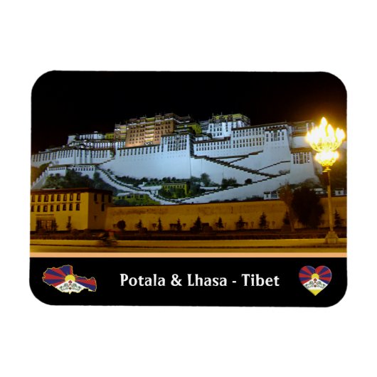Lhasa 's nachts - Potala Palace, Tibet/vintage Magneet (Horizontaal)