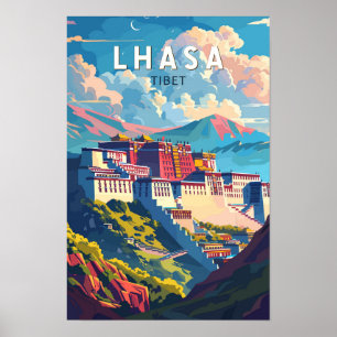 Lhasa Tibet Reis Kunst Vintage Poster