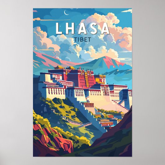 Lhasa Tibet Reis Kunst Vintage Poster (Voorkant)