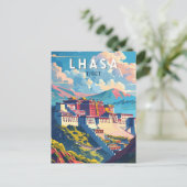 Lhasa Tibet Travel Art Vintage Briefkaart (Staand voorkant)