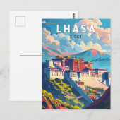 Lhasa Tibet Travel Art Vintage Briefkaart (Voorkant / Achterkant)