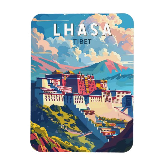Lhasa Tibet Travel Art Vintage Magneet (Verticaal)