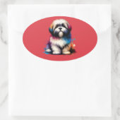 Lhaso Apso Dog Ovale Sticker (Tas)