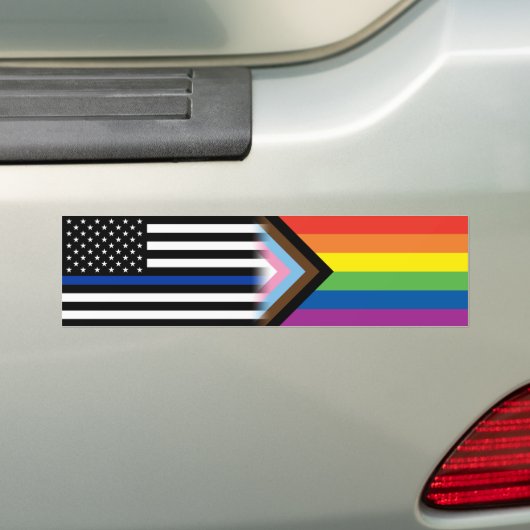 LHBT-agent rechtshandhaving Pride Flag Thin Blue L Bumpersticker (Op auto)
