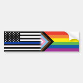 LHBT-agent rechtshandhaving Pride Flag Thin Blue L Bumpersticker (Voorkant)