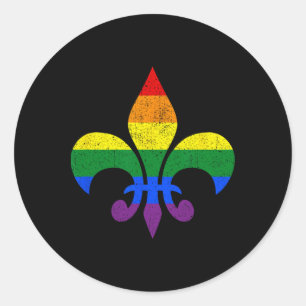 LHBT Franse Fleur de Lis Gay Pride Maand Rainbow M Ronde Sticker