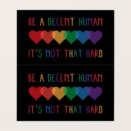 LHBT-hartretro een fatsoenlijk mens zijn, dat is h Visitekaartje (Binnenkant ongevouwen)