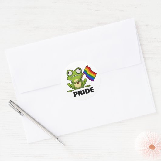 LHBT-kikker met Pride-vlag Ronde Sticker (Envelop)