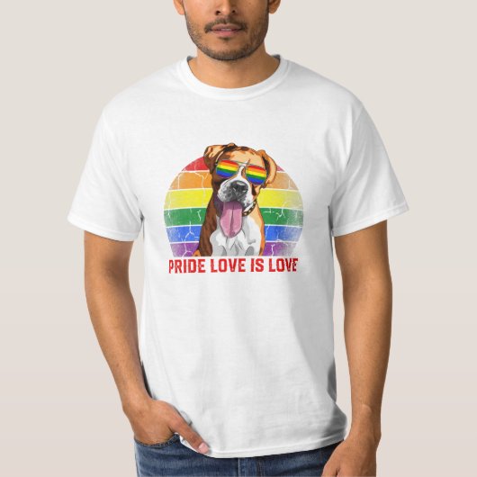 LHBT Pride Love is Love Boxer Dog T-shirt (Voorkant)