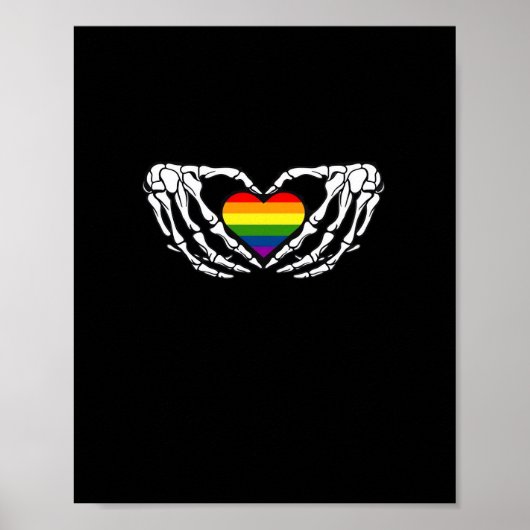 LHBT Pride Skeleton Halloween Gothic Heart Classic Poster (Voorkant)