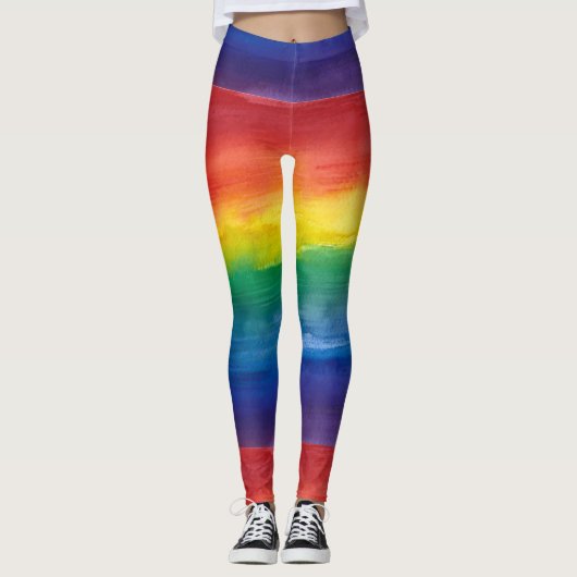 LHBT Pride Waterverf Rainbow Pattern Leggings (Voorkant)