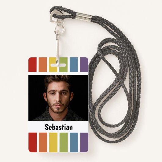 LHBT Rainbow Muted Kleur Gepersonaliseerd Badge (Voorkant met draagriem)