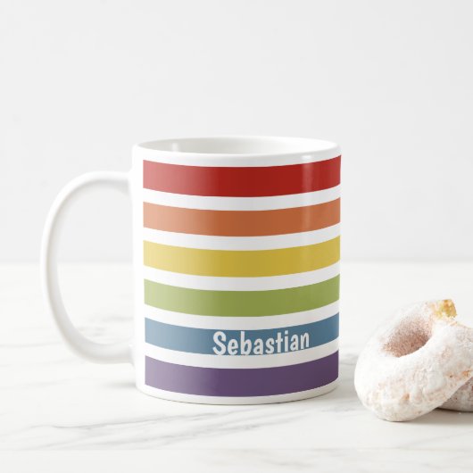 LHBT Rainbow Muted Kleur Gepersonaliseerd Koffiemok (Met donut)