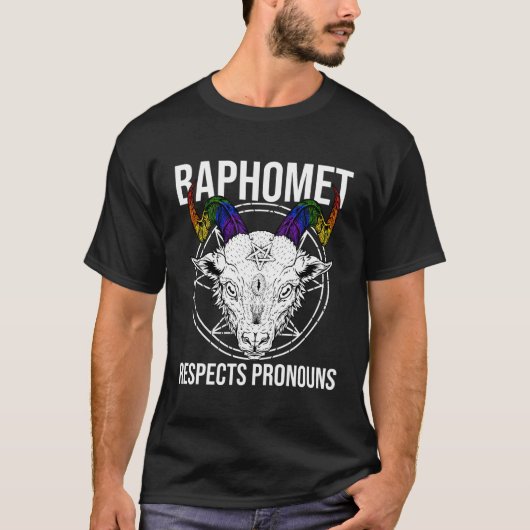 LHBTQ Baphomet Satan Devil Respect Spreuken T-shirt (Voorkant)
