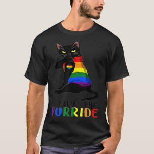 LHBTQ Black Cat Feline De Purride Pride Vlag Gay T-shirt
