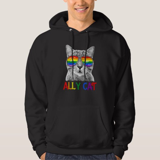 LHBTQ Trotse Ally Cat Purride Paw Gay Pride Rainbo Hoodie (Voorkant)