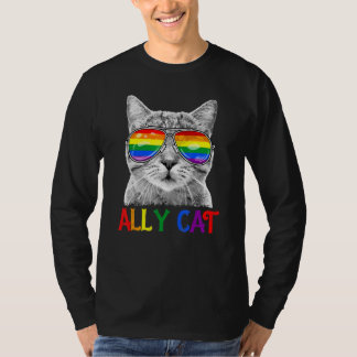LHBTQ Trotse Ally Cat Purride Paw Gay Pride Rainbo T-shirt
