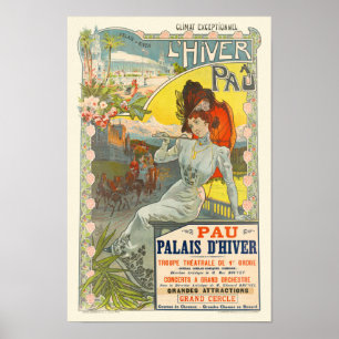 L'Hiver à Pau France Vintage Poster 1900