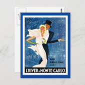 L'Hiver Monte Carlo Monaco Vintage Travel Briefkaart (Voorkant / Achterkant)