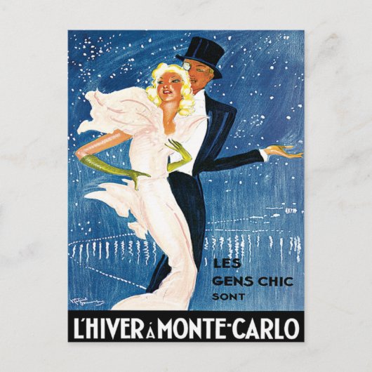 L'Hiver Monte Carlo Monaco Vintage Travel Briefkaart (Voorkant)
