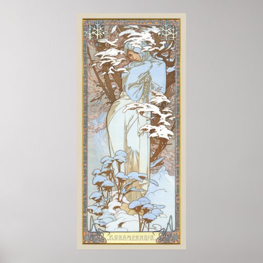 L'Hiver Season Art Nouveau Alphonse Mucha Poster (Voorkant)
