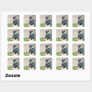 L'Hoest's Monkey op een houten baars Vierkante Sticker