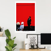 L'Homme au Chapeau Blanc Poster (Thuiskantoor)