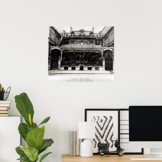 L'Hotel de Paiva op de Champs-Elyses Poster (Thuiskantoor)