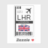 LHR Londen, Engeland Airport Boarding Pass Sticker (Vel)