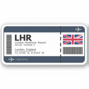 LHR London Boarding Pass - London Ticket Sticker