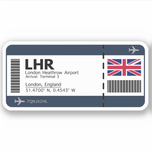 LHR London Boarding Pass - London Ticket Sticker (Voorkant)