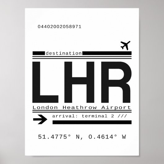 LHR London Heathrow Airport Call Letters Poster (Voorkant)