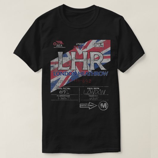 LHR London Heathrow Intl Airport  luchtvaartmaatsc T-shirt (Design voorkant)