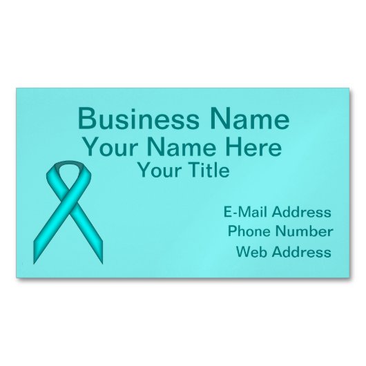 Li Blue/Blauwgroen Standard Ribbon van Kenneth Yon Visitekaartje Magneet (Voorkant)