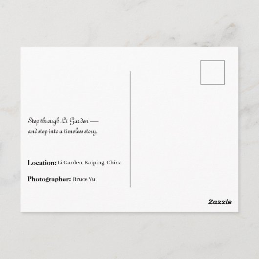 Li Garden-serie: toegangspoort tot sereniteit Briefkaart (Achterkant)